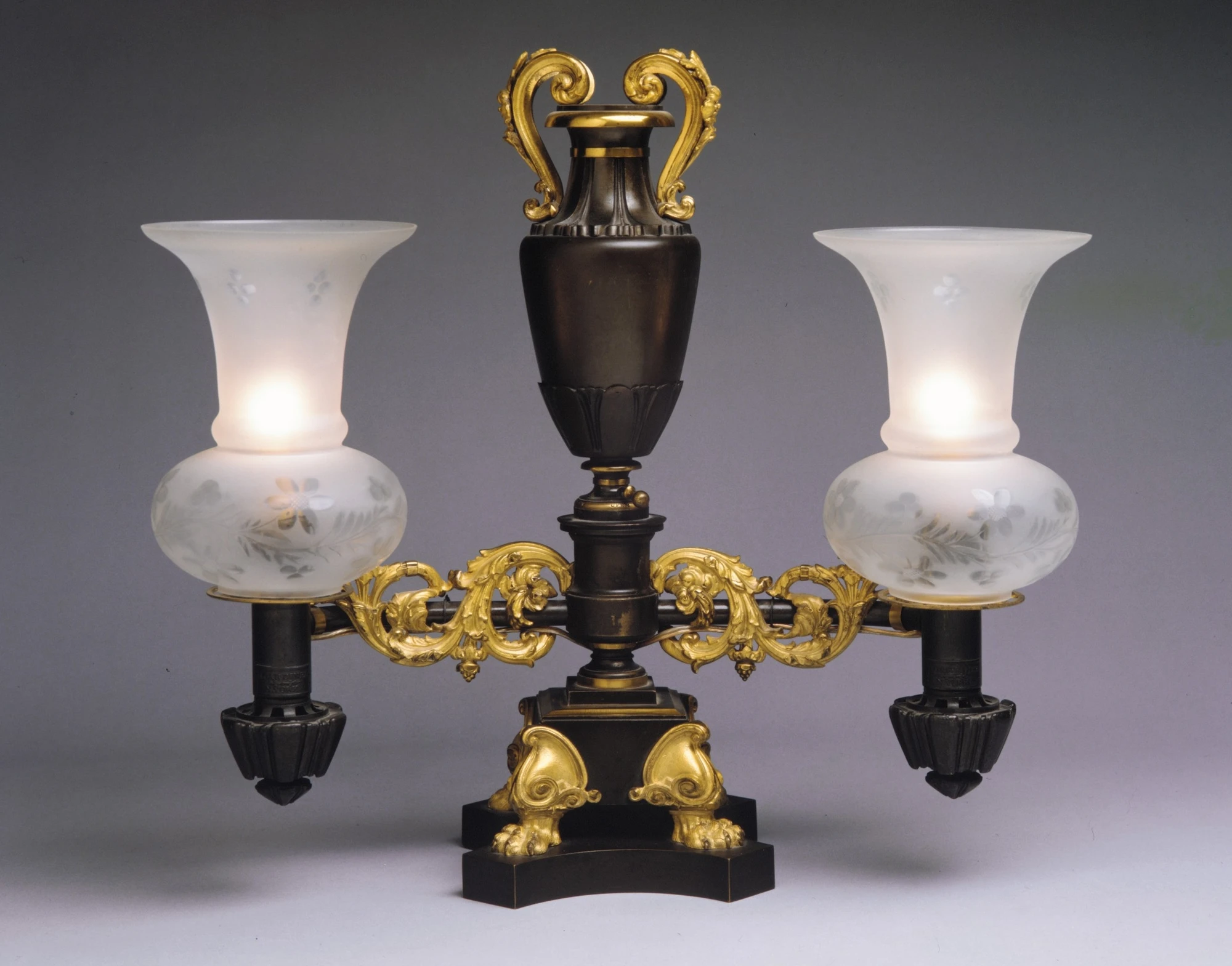 Argand Lamp, a revolutionary light source much more powerful than previous oil lamps, invented in France, late 18th century AD, this British example from 1835-1840 AD