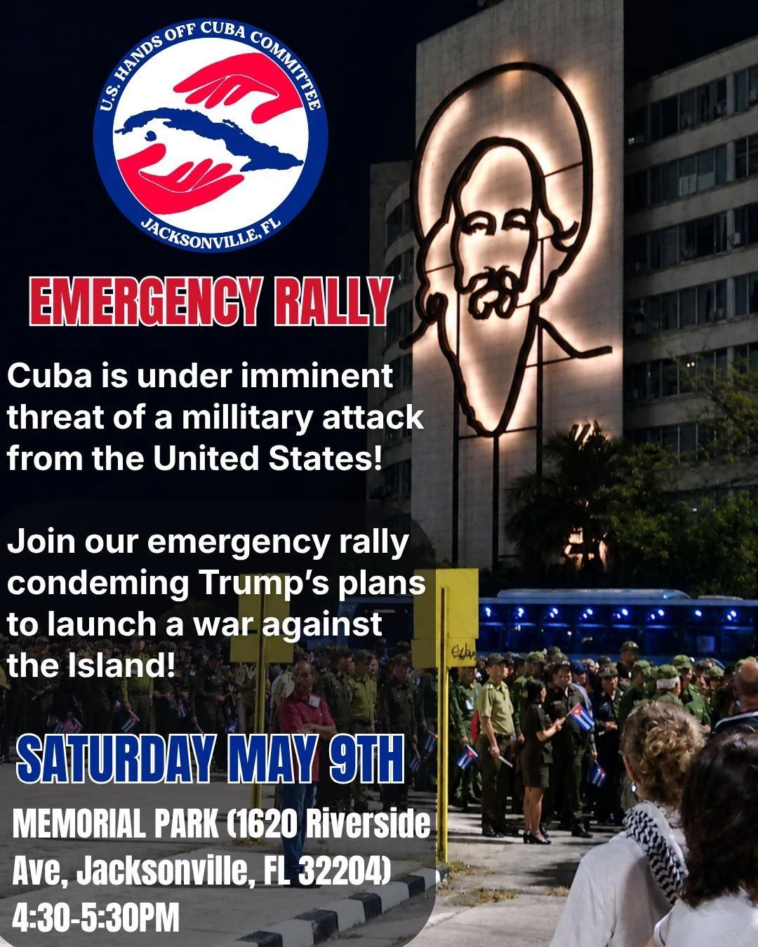 Publicity flyer for rally on Saturday, May 9