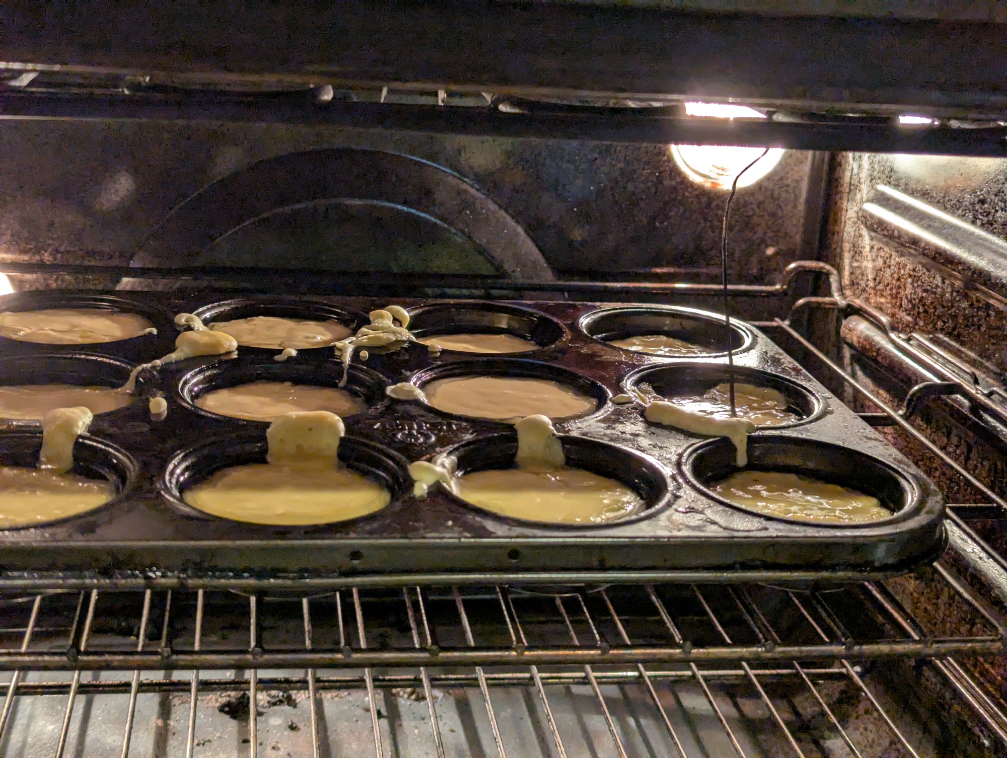 batter poured into hot oil