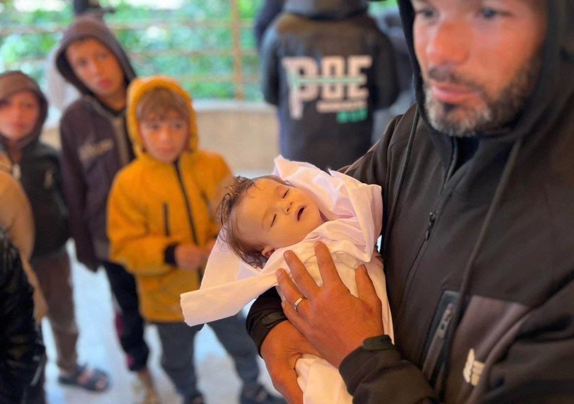 Nine-month-old Rahaf Abu Jazar died from the severe cold inside her tent in Khan Younis.