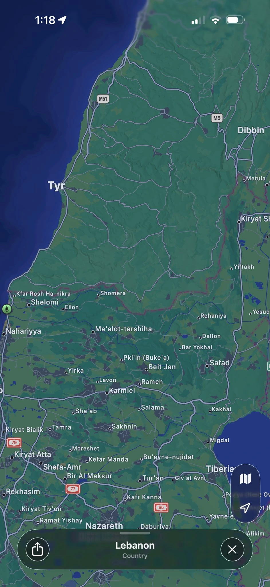 In collaboration with Israel's ethnic cleansing, Apple Maps has removed all the towns in Southern Lebanon.