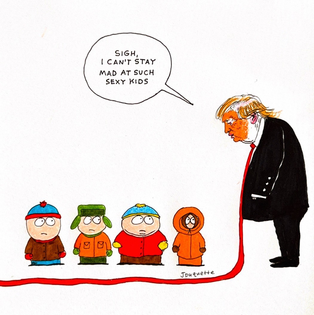 Kudos to the South Park guys for making a cool $1.5B off of the Trump cucks at Paramount before going out in a blaze of little-dicked glory, Jesse Duquette
