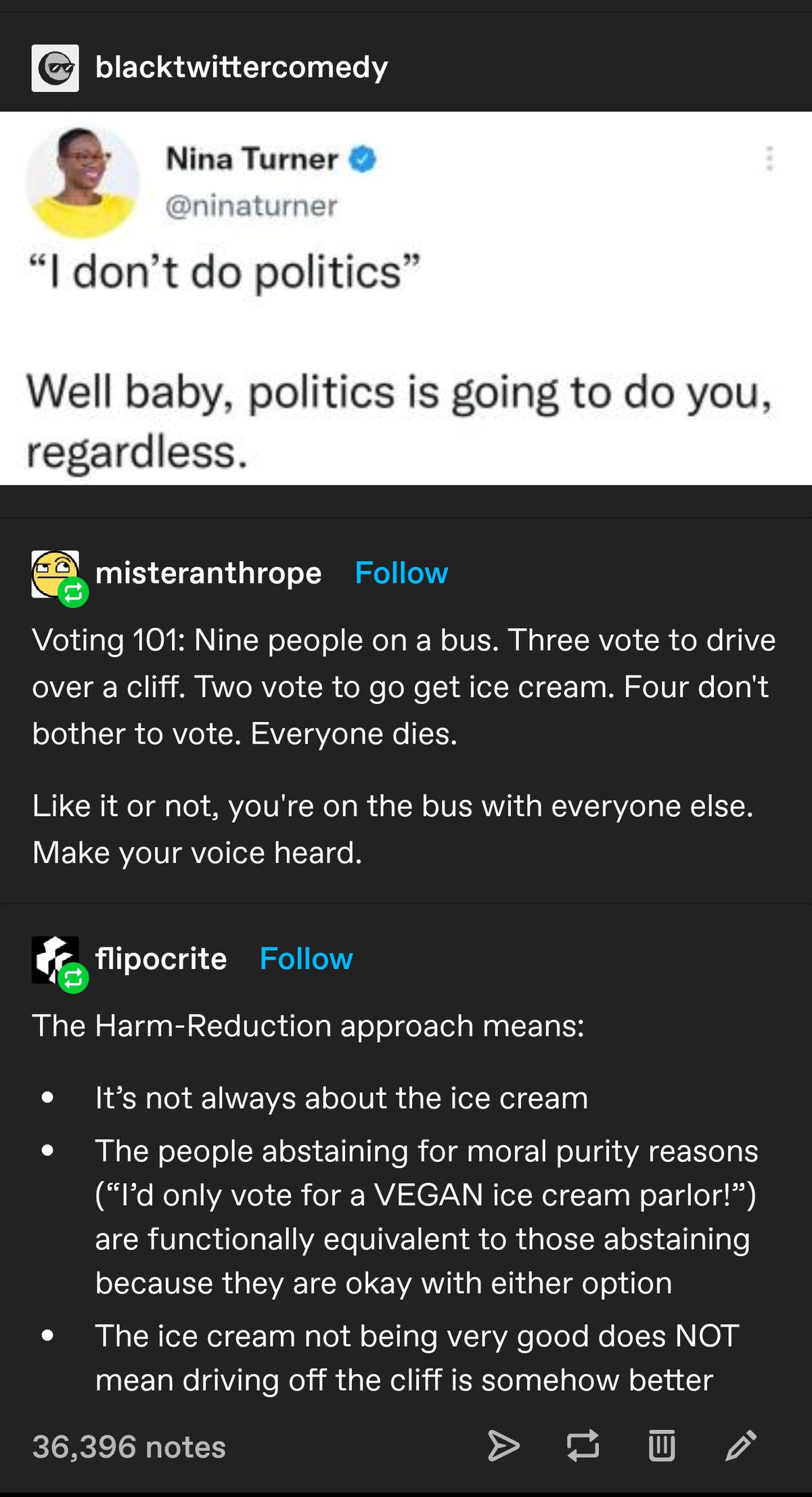 To those in countries where democracy might last another election - **harm reduction is not optional**