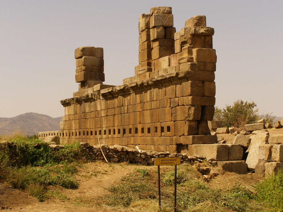 Ruins of the ancient assembly house in Alabanda, Turkiye