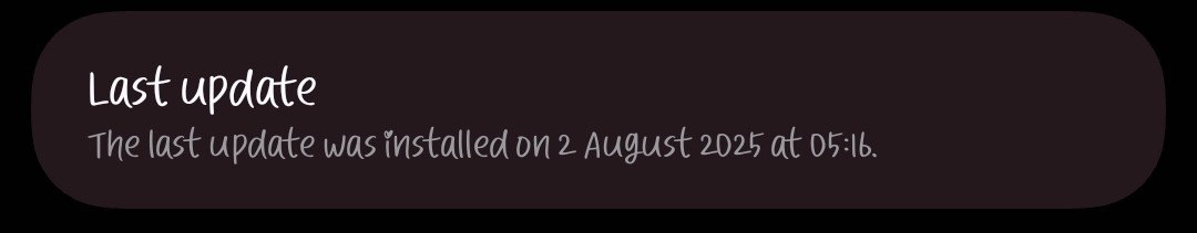 software update for Android showing last installed august 2025