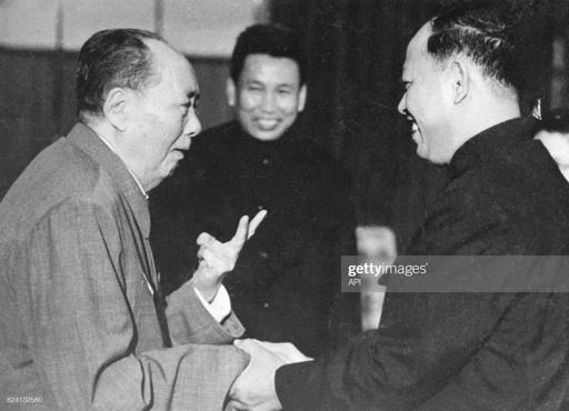 Chairman Mao (left) with the genocidal Khmer Rouge leaders Pol Pot (center) and Ieng Sary, Beijing, China, 1975