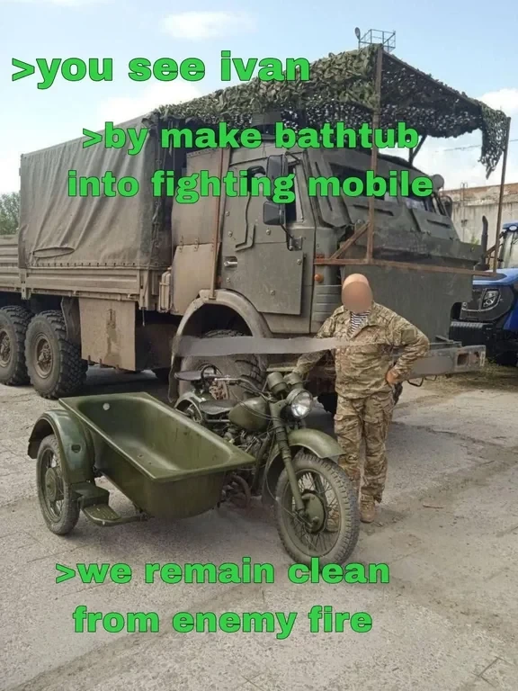 Sergeant-Major says it's MY turn to ride in the bathtubmobile!