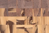 Photo puzzle game of a group of people riding camels across a desert