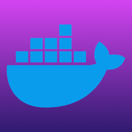 Docker logo in Synthwave