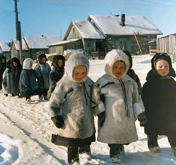 Kindergarten-age children in Arkhangelsk, the Soviet Union, 1968