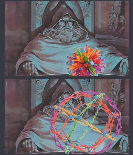 wizard pondering one of those expanding sphere toys