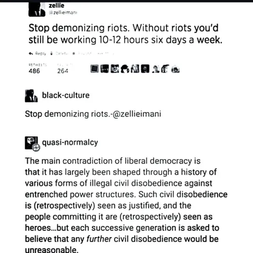 The main contradiction of liberal democracy is that it has largely been shaped through a history of various forms of illegal civil disobedience against entrenched power structures. Such civil disobedience is (retrospectively) seen as justified, and the people committing it are (retrospectively) see as heroes..but each successive generation is asked to believe that any further civil disobedience would be unreasonable.