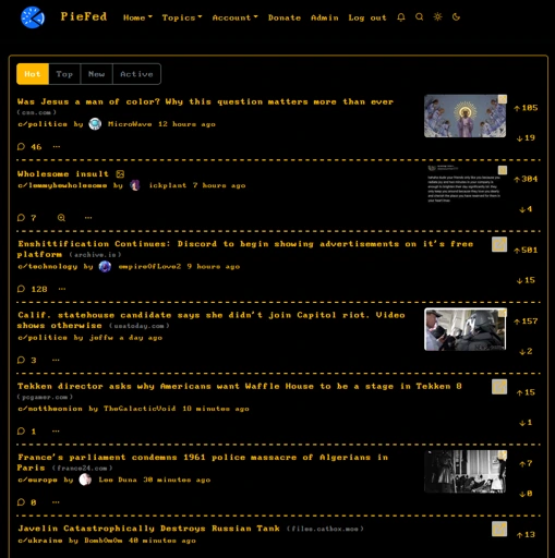 Monospaced, monochrome CRT-style theme for PieFed