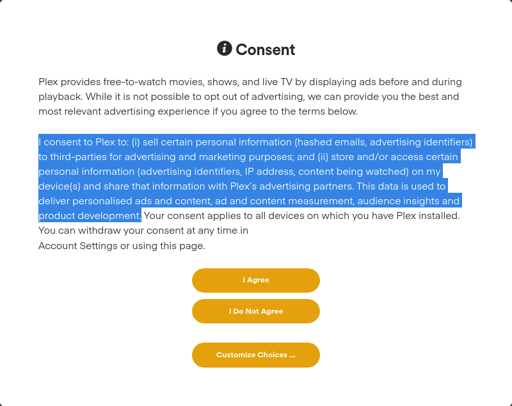 Plex now want to SELL your personal data