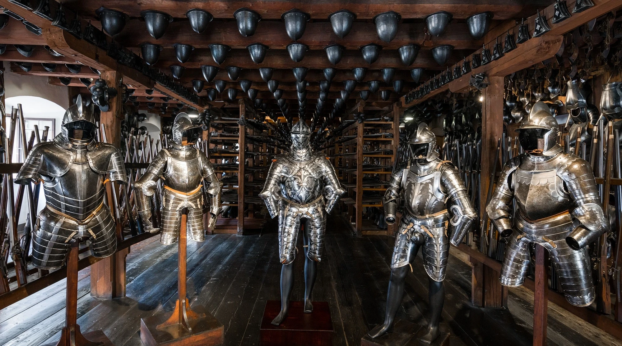 Elaborately engraved suits of armor, Styrian Armory, Austria, ~16th century AD
