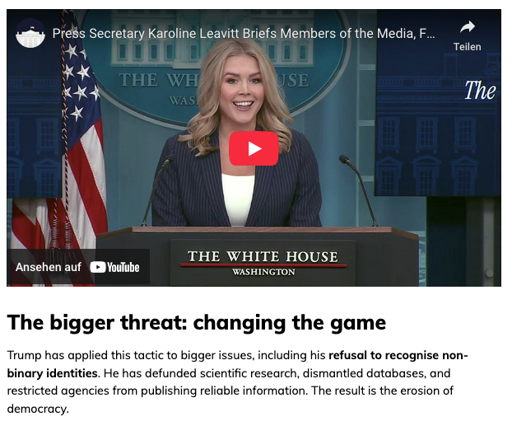 Screenshot of article with picture of Karoline Leavitt 