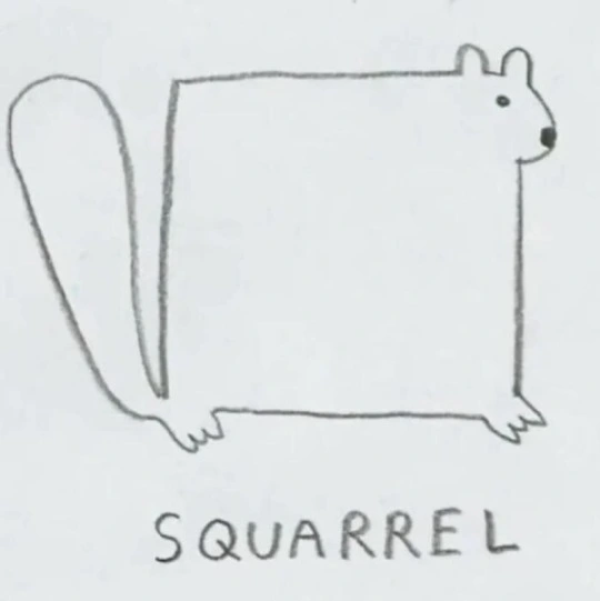 Picture of a square squirrel with text Squarrel.