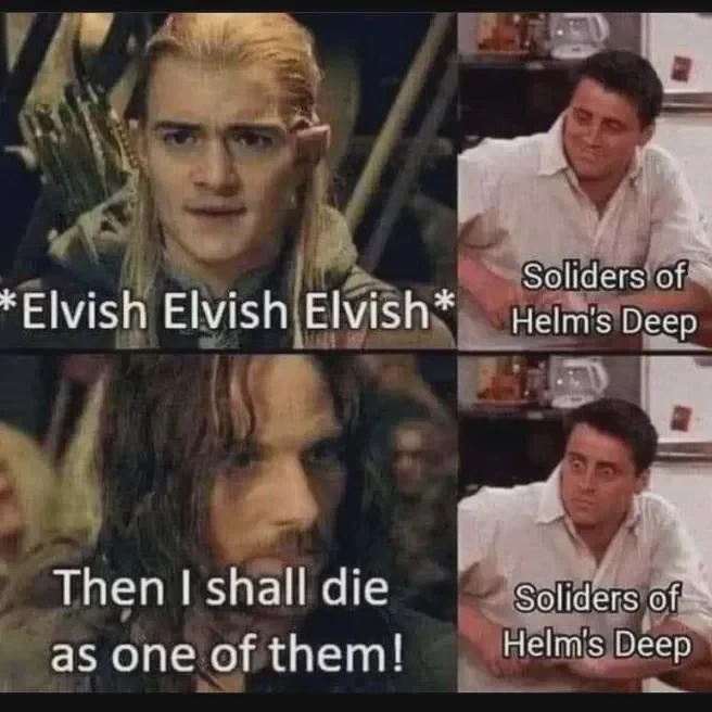 The Helms Deep soldiers weren't reading the subtitles (they're all illiterate)