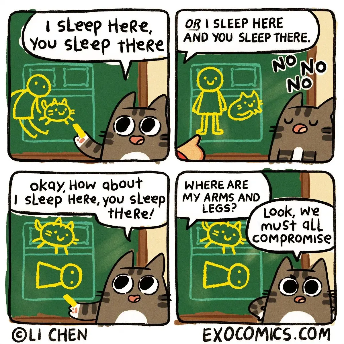 I sleep here, you sleep there