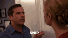 the office michael scott arguing with Jan moment where he says snip snap snip snap gif