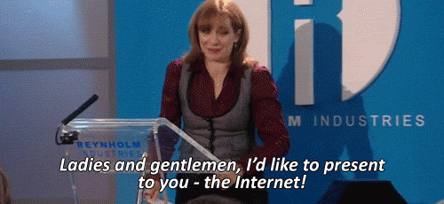 tv show IT crowd jen presenting the internet box gif
