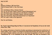 Israeli Int'l Law Scholars on Plan to "Concentrate" Gaza Population