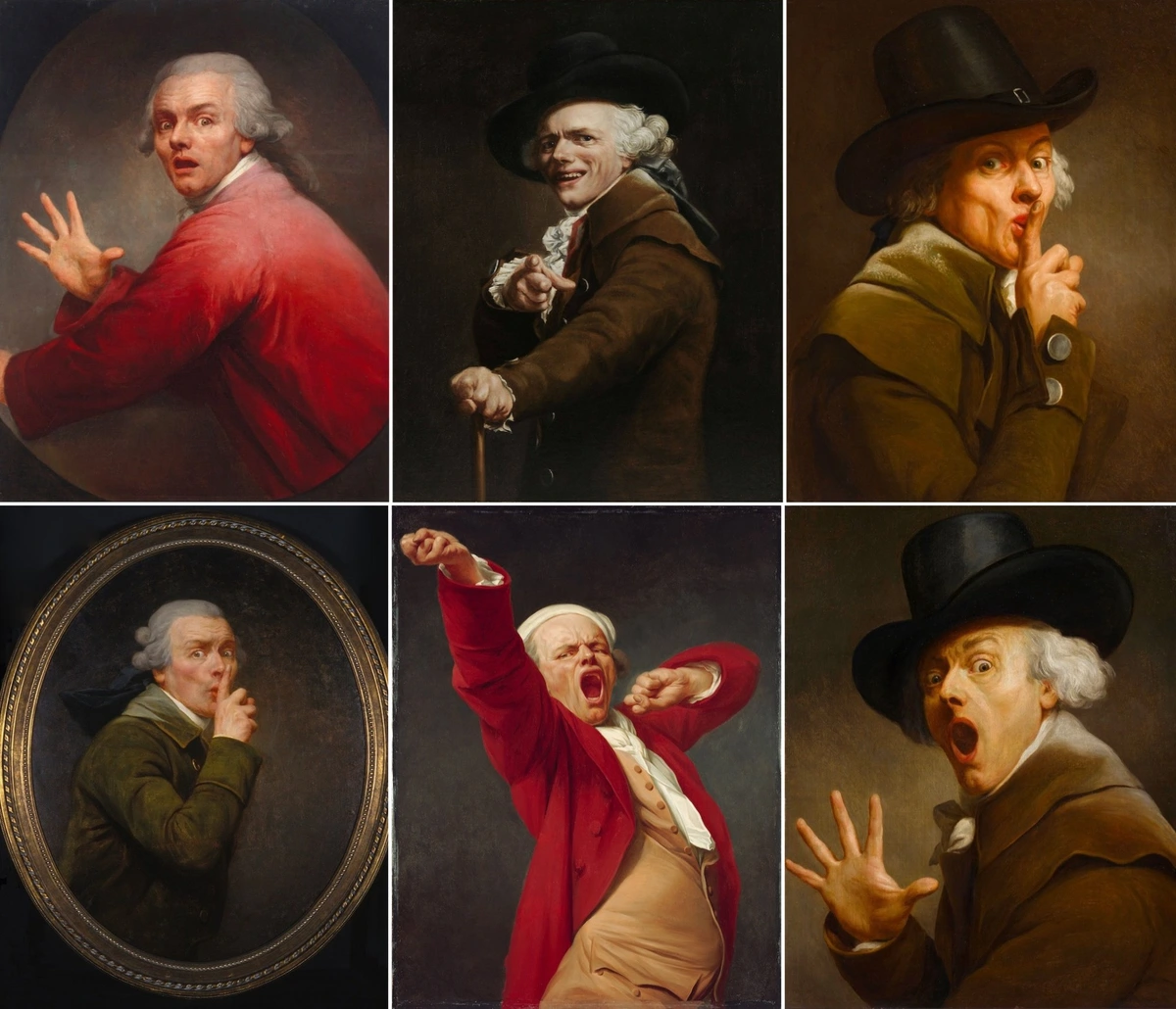 Self-portraits of Joseph Ducreux, 18th century French painter
