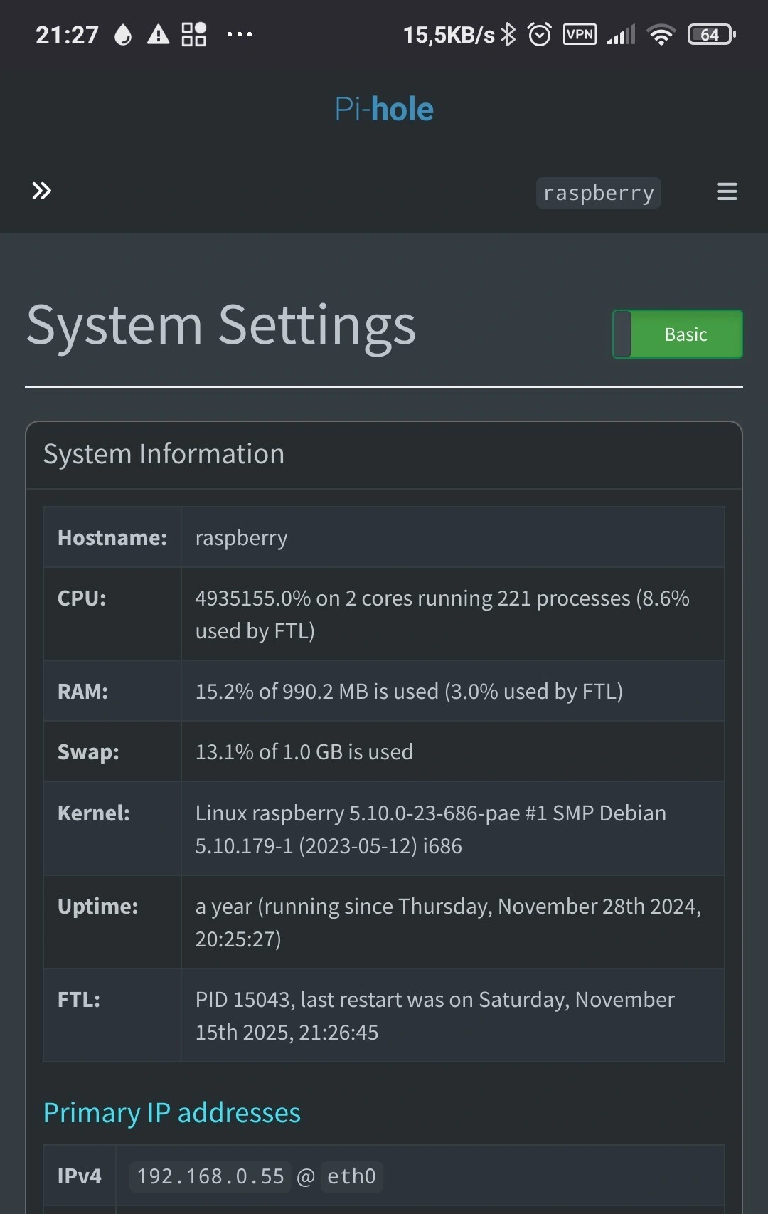 A screenshot where the CPU usage reads: 4935155.0%