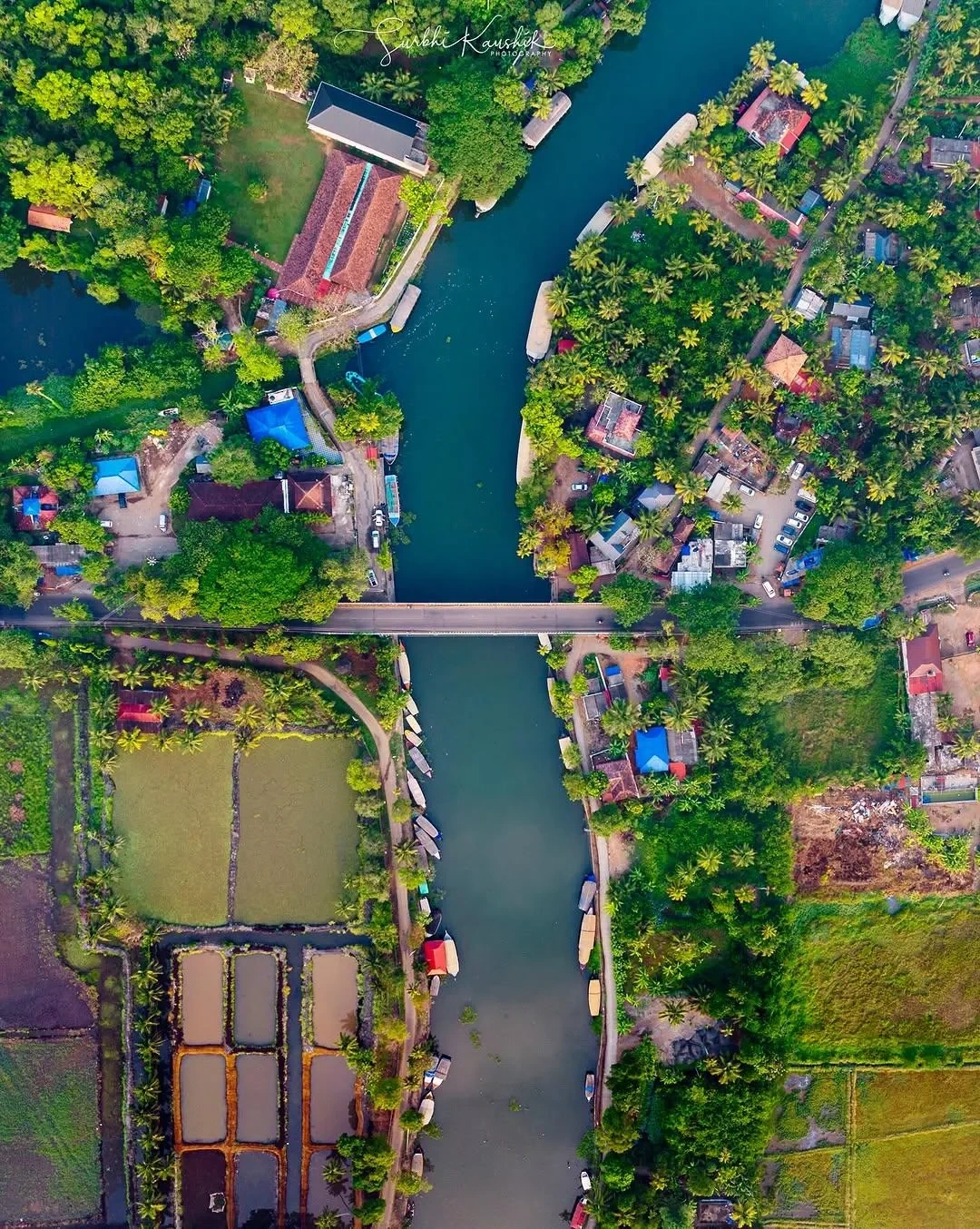 Top-down view of Alleppey, Kerala, India