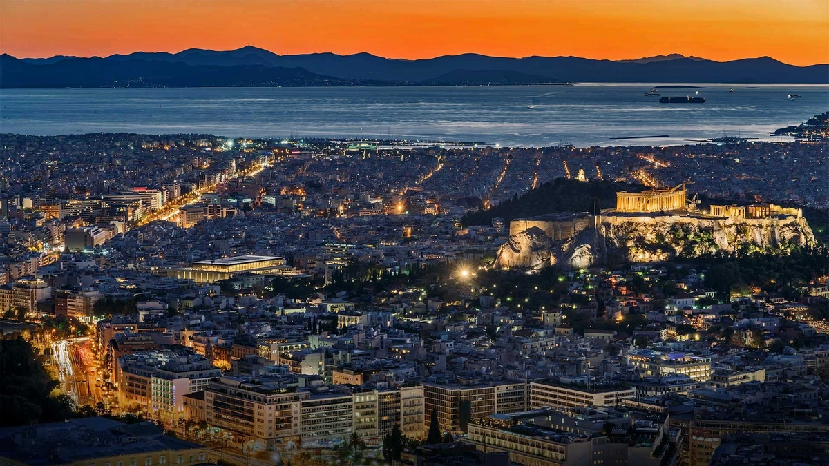 Dusk at Athens, Greece