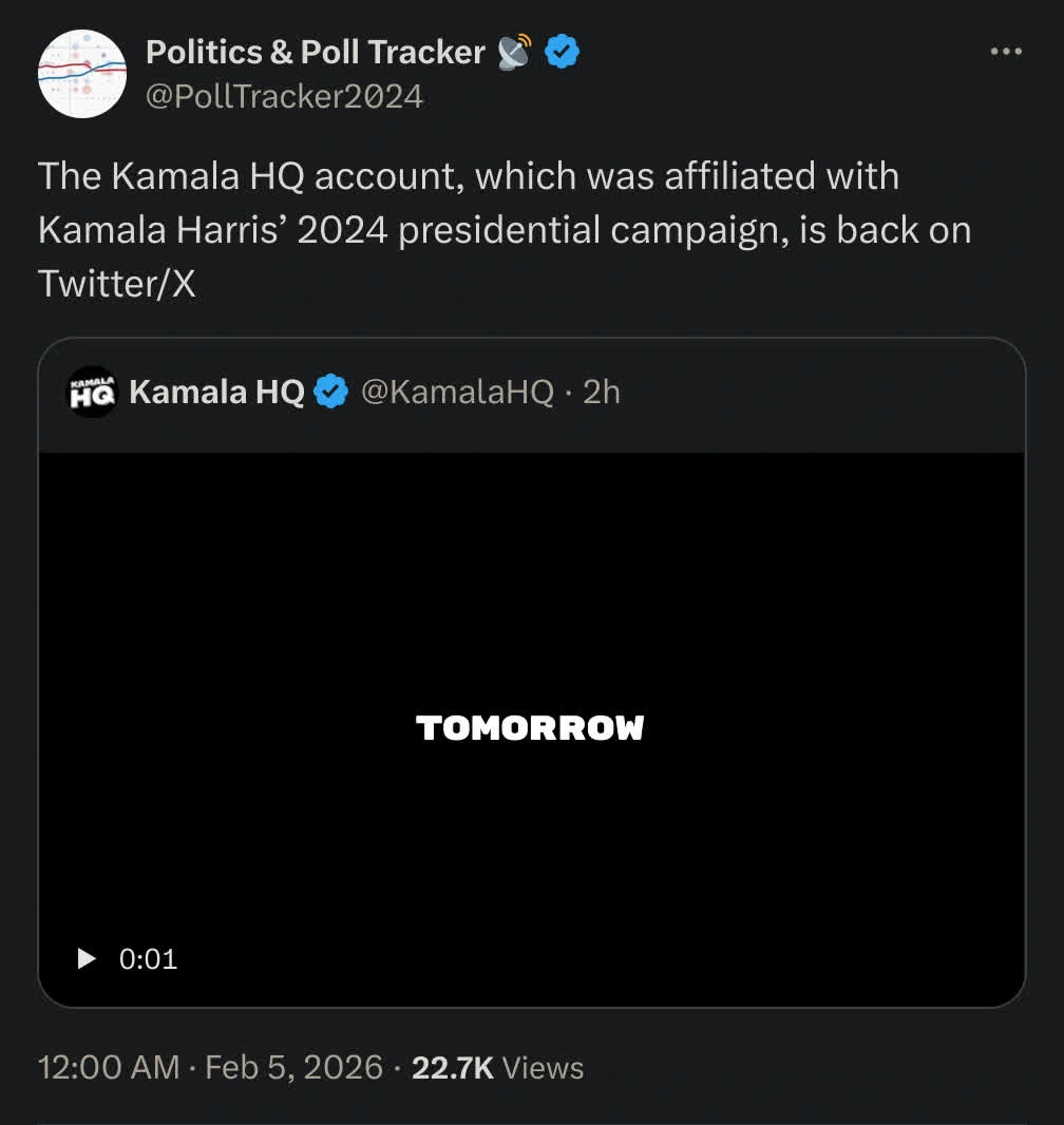 The Kamala HQ account, which was affiliated with Kamala Harris’ 2024 presidential campaign, is back on Twitter/X