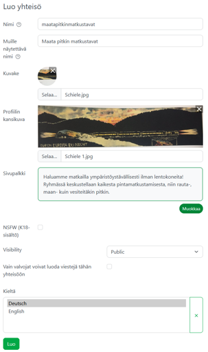 Creating Community page problem (not submitting)