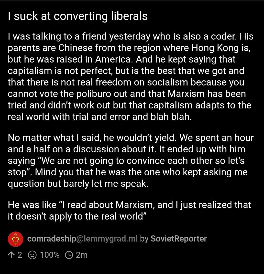 Screenshot of post from lemmygrad