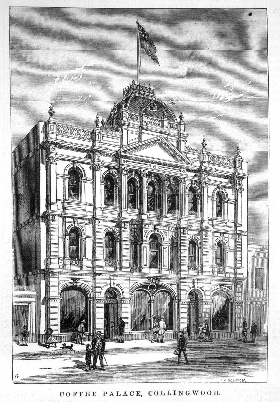 COFFEE PALACE, COLLINGWOOD, engraved by Sleap, F. A., 21/3/1879