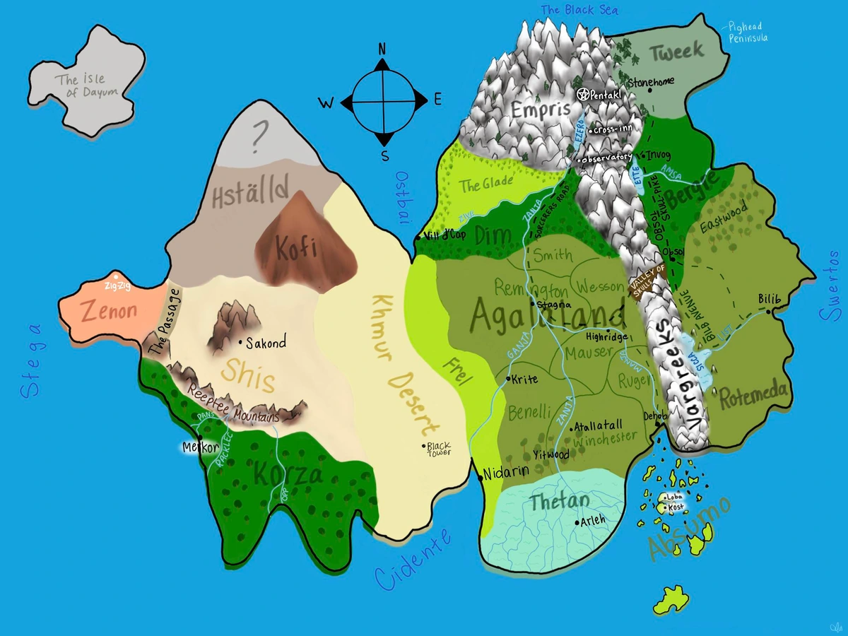 The digital version of this map was drawn from my pencil scribbling, which I guarantee you don’t want to see, by https://www.wattpad.com/user/edoggypaws