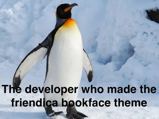 Photo of chad emperor penguin "The developer who made the friendica bookface theme"