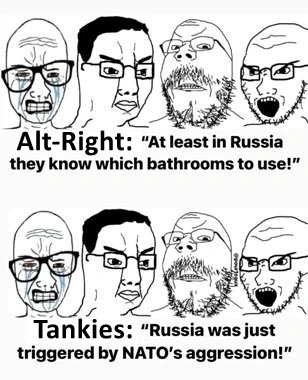 Chuds always seem to align in support of imperialism and genocide, only their team colors vary.