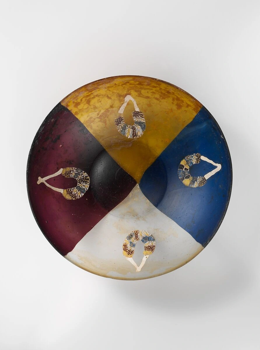 Multicolored glass garland bowl, Roman, 1st century BCE