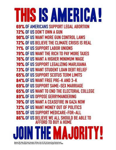 Start a new political party, the 'American Progressive Majority'.