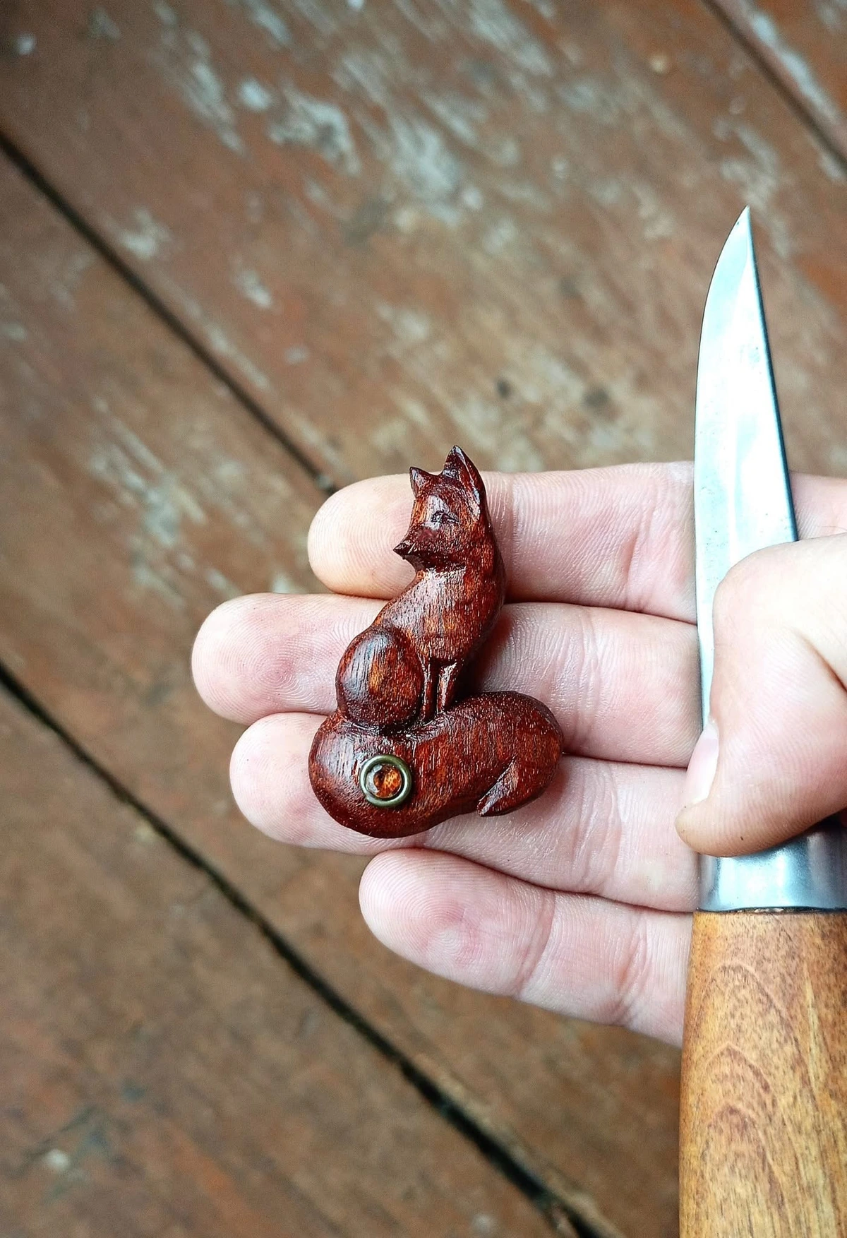 A mahogany fox amulet by Mikhail Morozensky