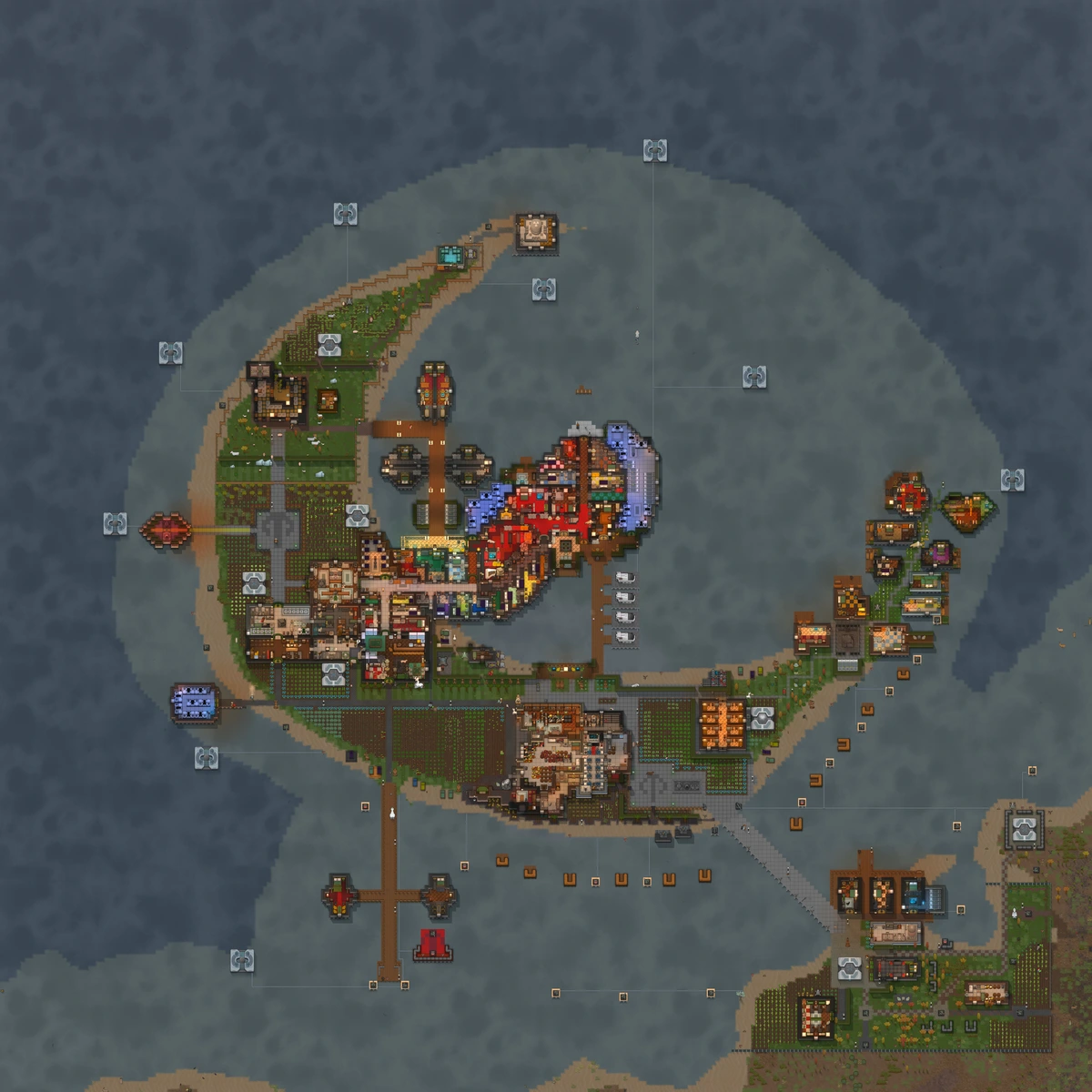 A sickle shaped crescent island.