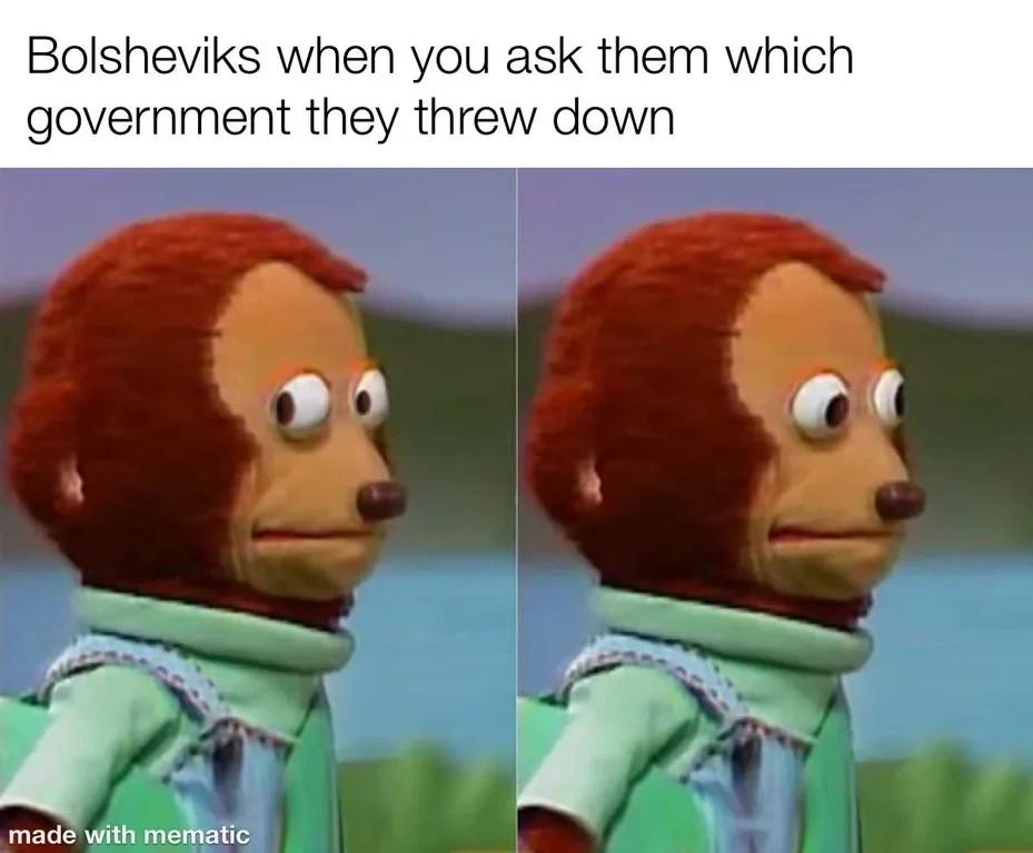 "Yes, we were totally the ones that overthrew the Tsar!" - Red fash bootlickers spreading bullshit