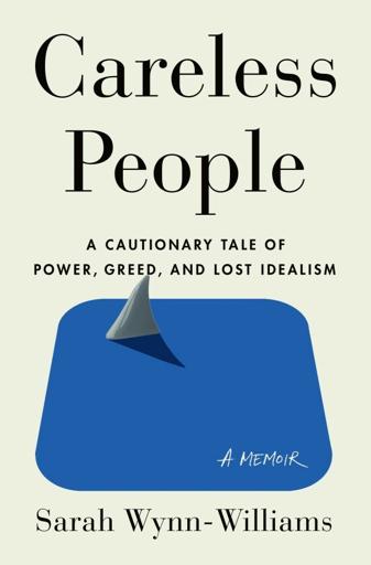 A book cover for 'Careless People'. Cream-white background, black title and subtitle in black. The bottom part shows a blue square, the Facebook-blue colour, and a shark fin in the blue.