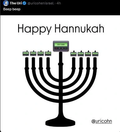 Hannukah light made out of pagers 