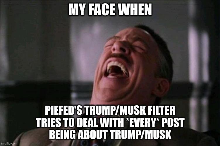 My face when Piefed's Trump/Musk filter tries to deal with *every* post being about Trump/Musk