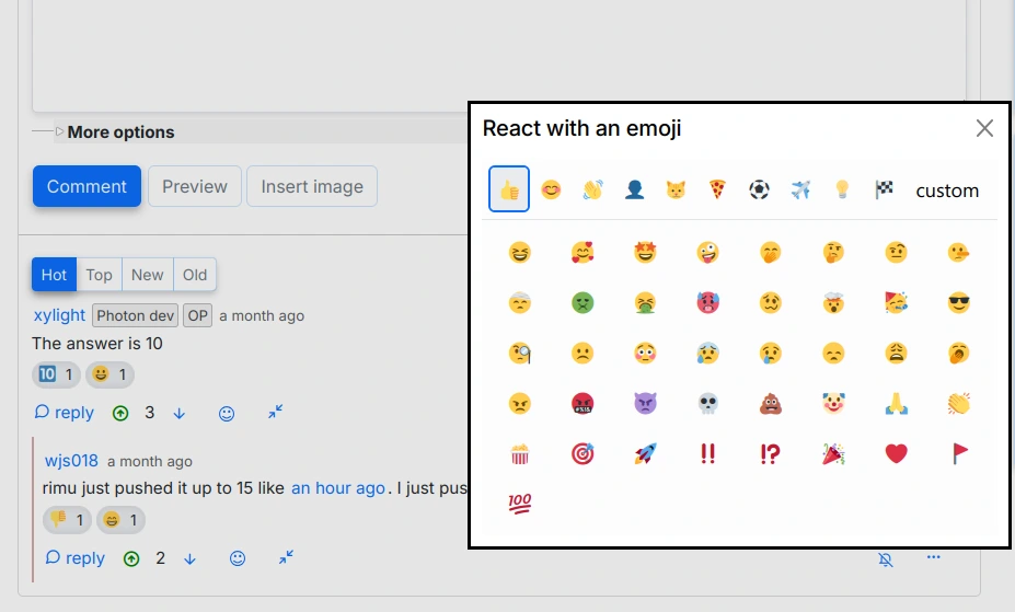 Emoji reactions in the PieFed API