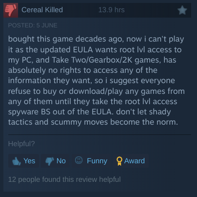 What's going on with Borderlands 2? Steam is giving it for free, but the game has 23% positive recent reviews.