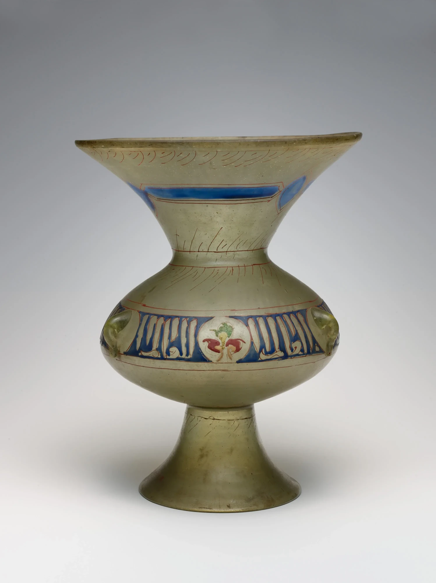 Mosque lamp, glass, Syria, 14th century AD