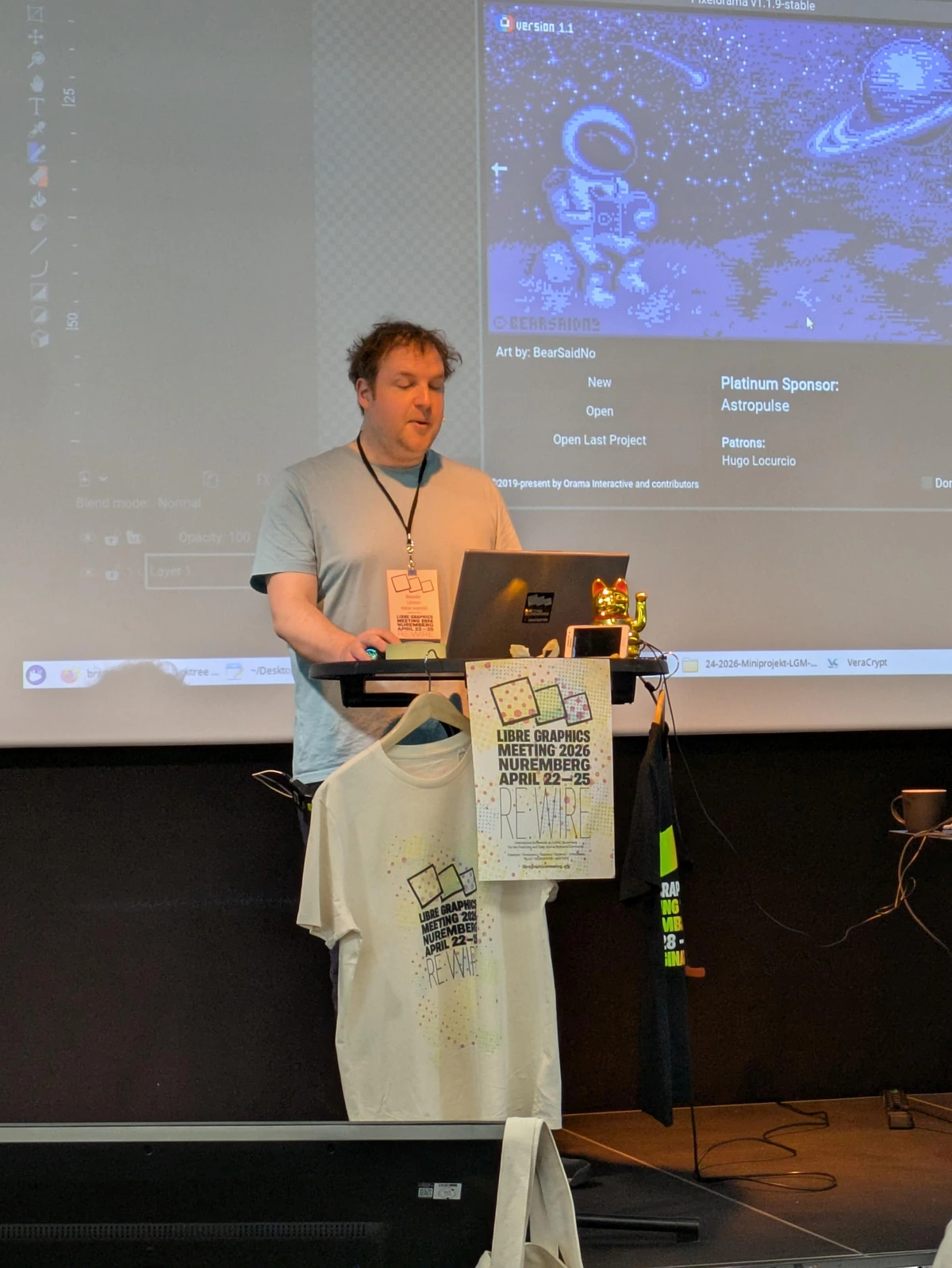 Alexander showing Pixelorama, an application written in Godot. 