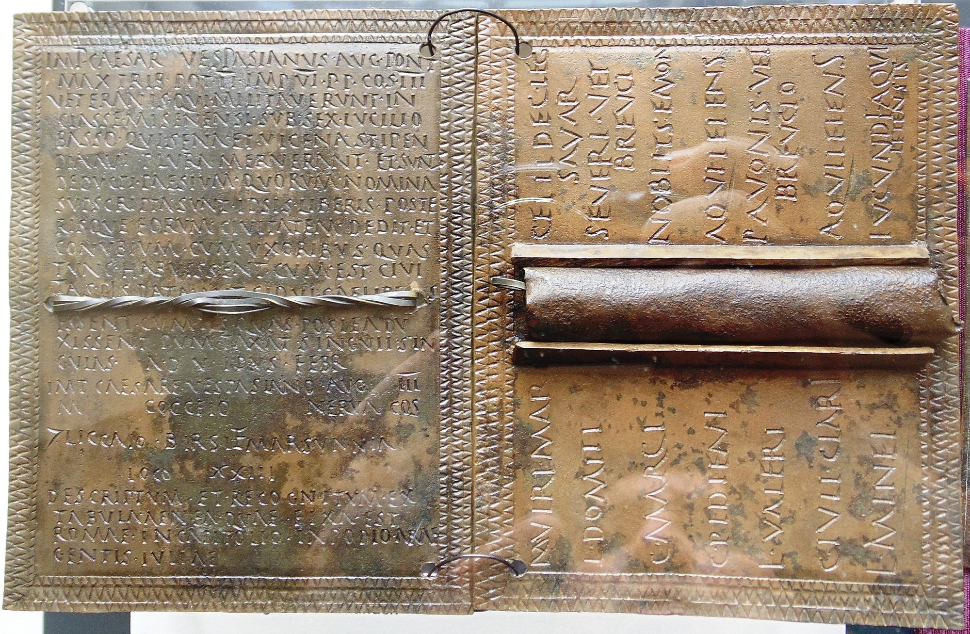 Bronze Roman military diploma discharging an auxiliary soldier and granting citizenship, Croatia, 71 AD